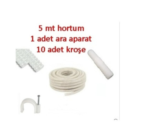 Klima Su Tahliye Hortumu 5 Metre + Ek Parça + 10 Adet Kroşe