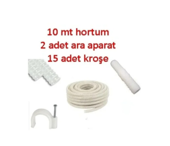 Klima Su Tahliye Hortumu 10 Metre + 2 Ek Parça + 15 Adet Kroşe