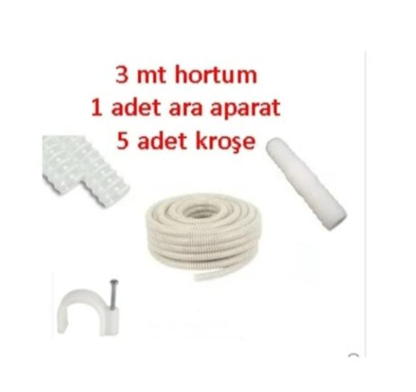 Klima Su Tahliye Hortumu 3 Metre + Ek Parça + 5 Adet Kroşe